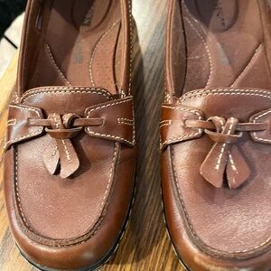 Clarks Brown Leather Knot Loafers